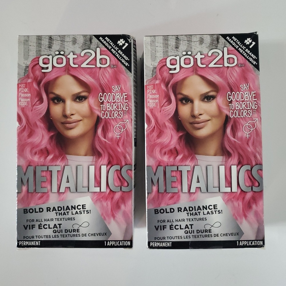 Got2b Metallics Brand Permanent Hair Color M87 PINK PASSION 2 Boxes NEW